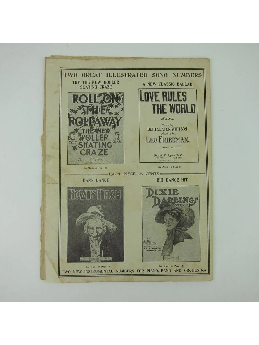 McKinley Music Co Catalog of Sheet Music Chicago New York Antique 1909 RARE